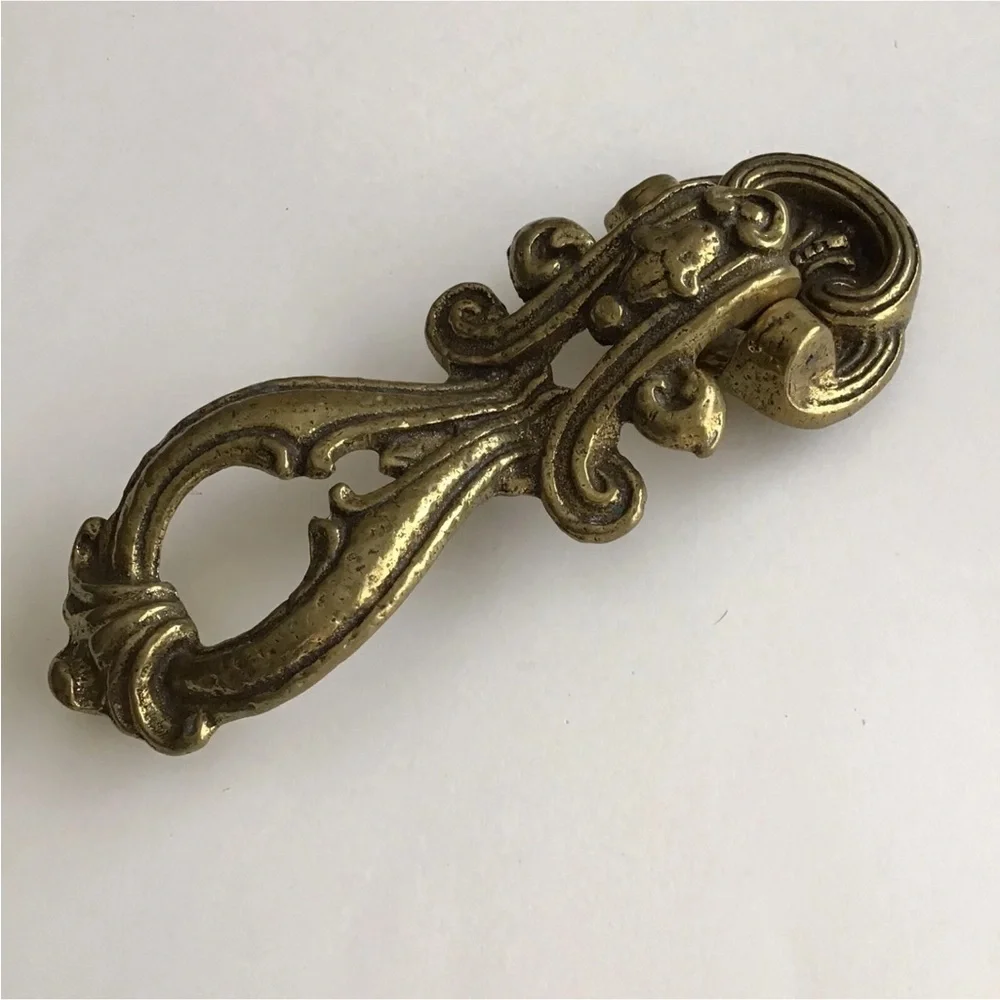 Brass Door Knocker 8 1/2” Byzantine Style Burnished Scroll Ornate Heavy Vintage - Picture 2 of 12